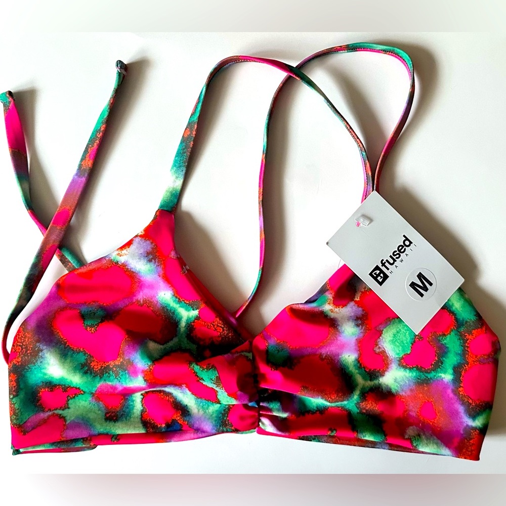 Fused Hawaii Kohanaiki Bikini Top Party Time Print